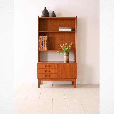 Vintage Teak Bookcase with Drawers - 1960s Scandinavian Design 