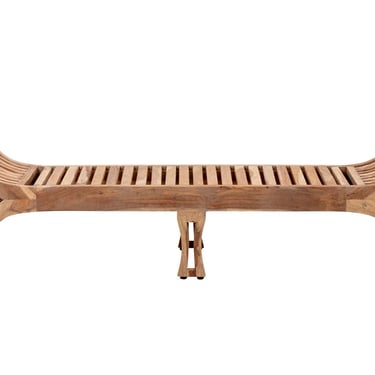 Long Slatted Rolled Edge Teak Bench