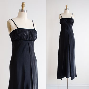 long black slip dress 90s y2k vintage Zum Zum black silver shimmery minimalist evening gown 