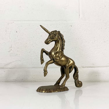 Vintage Brass Pegasus Horse Mid-Century Fantasy Whimsical Rearing Mythical Creature Unicorn Magical Bookend Figurine Rose Kids Room Nursery 