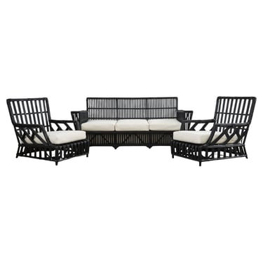 Art Deco President's Rattan Sofa Lounge Chairs Living Room Set