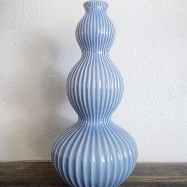 Blue Spherical Tall Retro Looking Vase - Year Unknown 