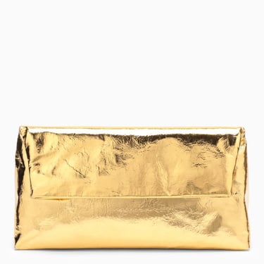 Dries Van Noten Gold Leather Clutch Bag Women