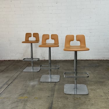 Poltrona Frau Leather Bar Stools- Set of three 