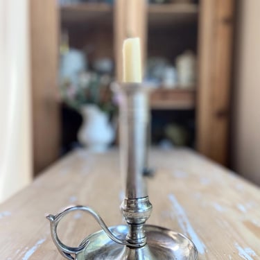 Beautiful rustic vintage French silver plated candle holder with adjustable high 