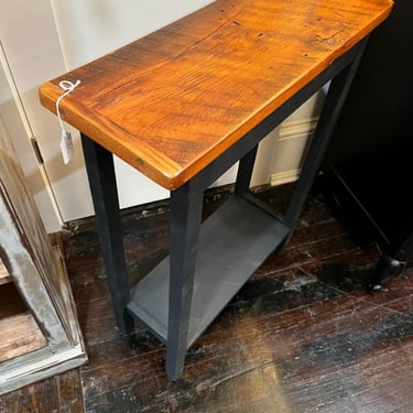 Reclaimed wood console with a shelf, 23.5” x 9” x 30” 