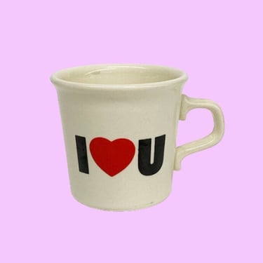 Vintage Love Mug Retro 1970s Taylor International USA + White Ceramic + I <3 U + I Heart You + Novelty Gift + Coffee or Tea Cup + Drinkware 