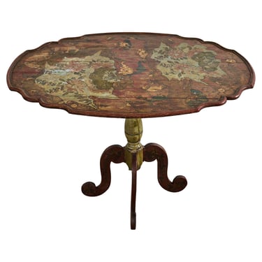 18th Century Italian Baroque Painted Chinoiserie Tilt Top Center Table