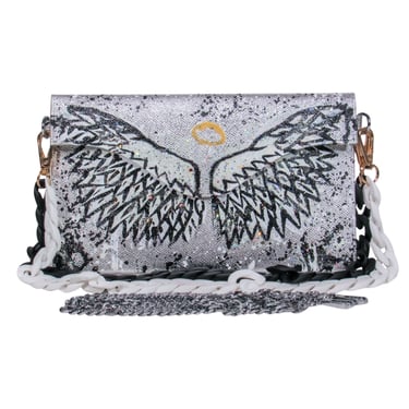 Anca Barbu - Silver Metallic Angel Wings Envelope Crossbody Bag
