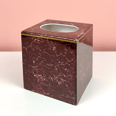 Maroon Faux Marble Tissue Box Cover 
