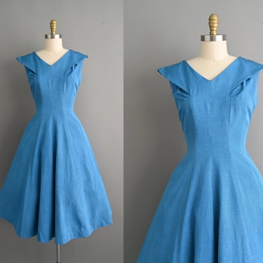 vintage 1950s Blue Party Dress - Size Plus Size XXL 