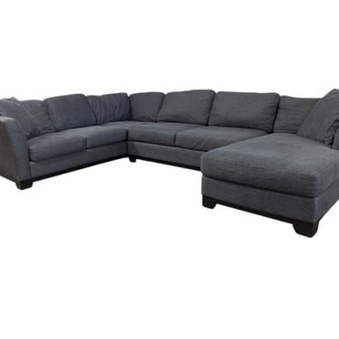 Grey U-Shaped Sectional with Foldout Bed