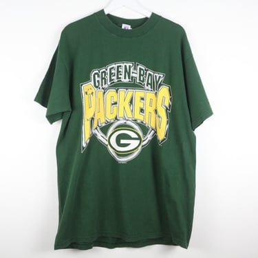 vintage GREEN BAY PACKERS 1990s nfl football hunter forest green short sleeve t-shirt top -- size xl 