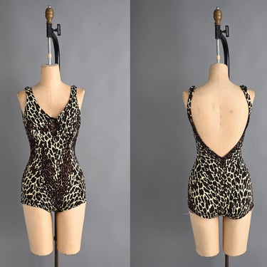 Vintage 1960s Swimsuit | Cole of California Leopard Print LVL Swimsuit | Small 