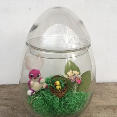 Vintage Glass Egg Jar, Egg Shaped Glass Terrarium, Easter Decor, Props Not Included 