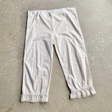 Vintage White Cotton Primitive Americana Bloomers / Vintage Reenactor Bloomer Pants / Civil War Era Style Bloomers / Primitive Bloomers L 