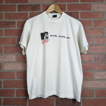 Vintage 90s Double Sided MTV "Doodle Doodle Dee..." ORIGINAL MTV Network Promo Tee - Medium 