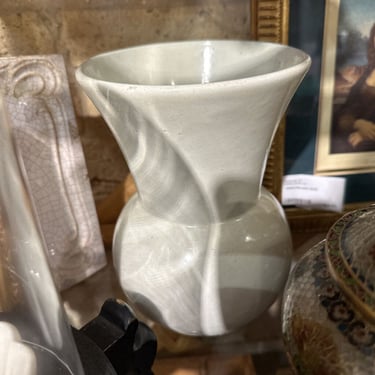 White pottery vase 8 in
