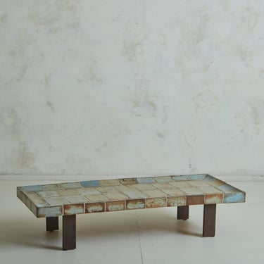 Blue ‘Cuvette’ Tile Coffee Table by Roger Capron, France 1960s