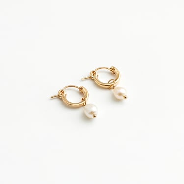 Tiny Pearl Hoops