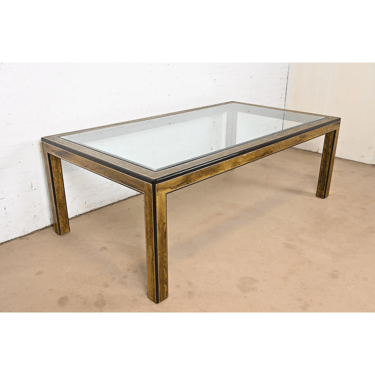 Bernhard Rohne for Mastercraft Hollywood Regency Acid Etched Brass Dining Table, 1970s