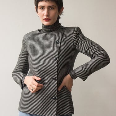 1980s Pierre Cardin Wool Diagonal Stripe Jacket 
