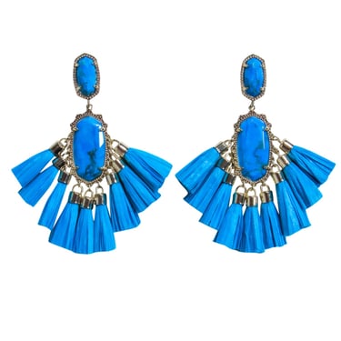 Kendra Scott - Blue &amp; Gold-Toned Stone Earrings w/ Tassels