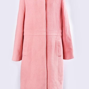 Pink 91% WOOL Coat Vintage Overcoat Marvin Richards, sz LARGE, Light Barbie Pink 1980's Classic Preppy Channel style 