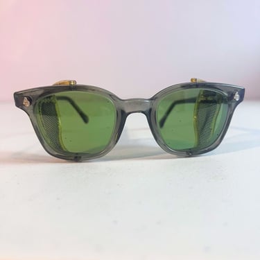 Vintage American Optical Horn Flexi Fit 6M Z87 Safety Glasses Green Steampunk AO 
