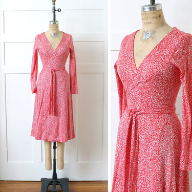 vintage 1970s Diane von furstenberg wrap dress • designer DVF Italy stretch knit dress 