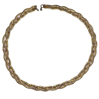1970S Gold Chain Braided Long Necklace 