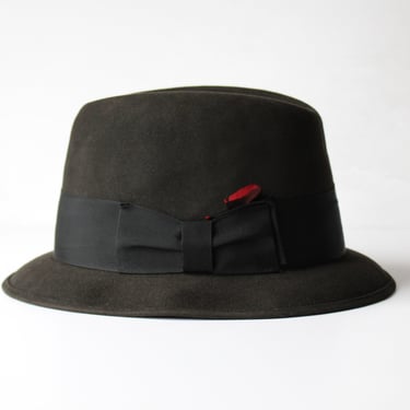 1960s Dobbs Fifth Avenue Bob Horsley’s Fedora Hat - Dark Taupe Brown Felted Wool Wide Band Hat 