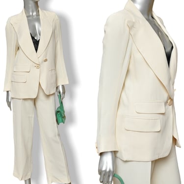 Vintage Sonia Rykiel Suit Cream Pants and Blazer Set Womens Small Made in France 