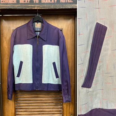 Vintage 1950’s Size XL Atomic Two-Tone Fleck Gabardine Rockabilly Jacket, 50’s Gab Jacket, Vintage Clothing 