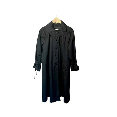 Vintage Black Coat, 90s Oversized Jacket, Long Midi Coat, Lightweight Canvas Jacket, Puff Sleeve Jacket, Loose Baggy Fit Simple Minimal Goth 