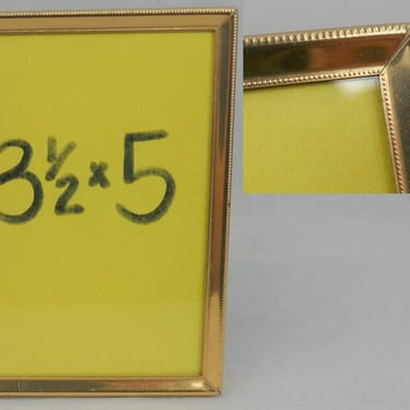 Vintage Picture Frame - Gold Tone Metal w/ Glass - Holds 3 1/2" x 5" Photo - Tabletop - 3x5 Frame 