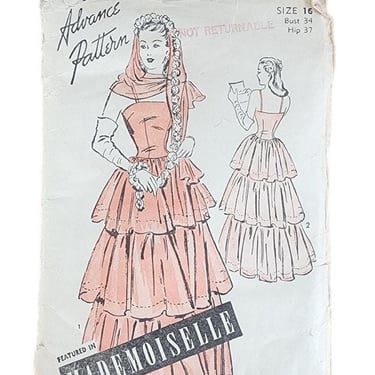 1940s Sewing Pattern: Evening Dress + Scarf Advance Pattern 4211 