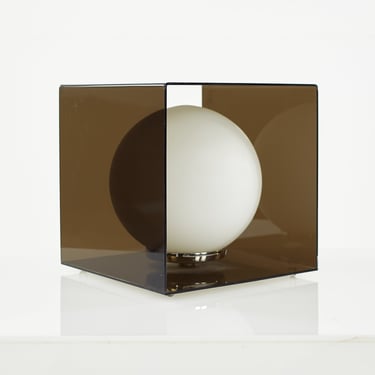 Laurel Mid Century Grey Acrylic Cube Lamp - mcm 