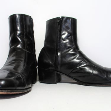 Vintage 1980s Florsheim Black Leather Ankle Boots, size 11E men, Vintage Shoes 