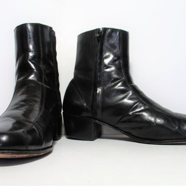 Vintage 1980s Florsheim Black Leather Ankle Boots, size 12  display picture 2