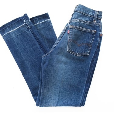 vintage Levis 501 / high waist jeans / 1980s Levis 501 raw hem dark wash high waist jeans 26 