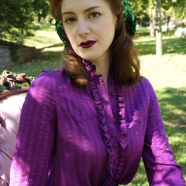 Nicolas Ghesquière for Balenciaga Purple Silk Blouse with High Neckline 