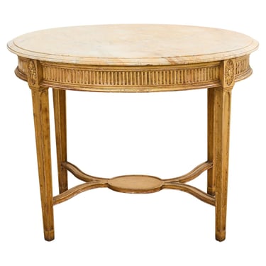 French Louis XVI Neoclassical Style Marble Top Center Table