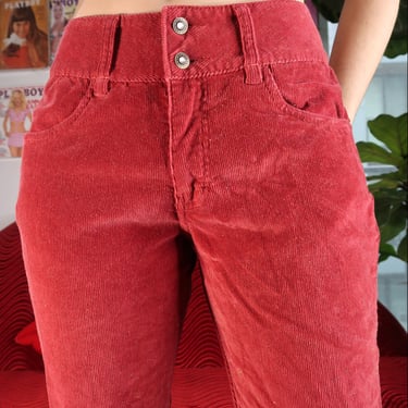 Vintage 2000s Red Corduroy Flare Pants