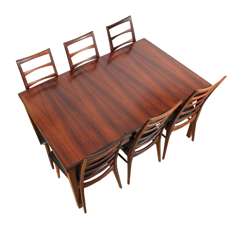 Mid-Sized Expanding Rectangle Dining Table in Danish Modern Rosewood