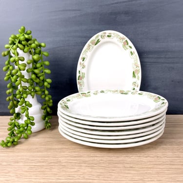 Grindley Lily hotel ware oval side plates - set of 8 - vintage tableware 