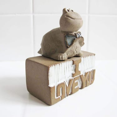 Vintage I Love You Turtle Figurine - 70s Sandstone Cute Quirky Gift For Boyfriend Girlfriend Best Friend 
