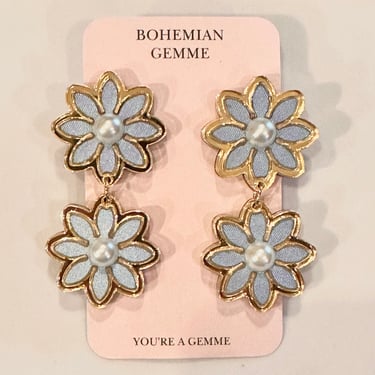 Sample Sale Blue Satin Daisy Earrings