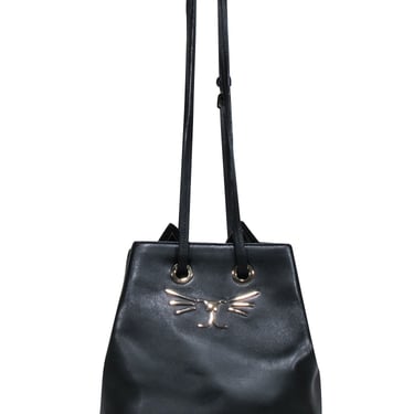 Charlotte Olympia - Black Leather "Feline" Bucket Bag