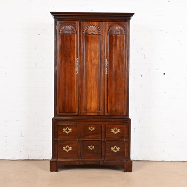 Henredon Georgian Carved Mahogany Armoire Dresser or Linen Press